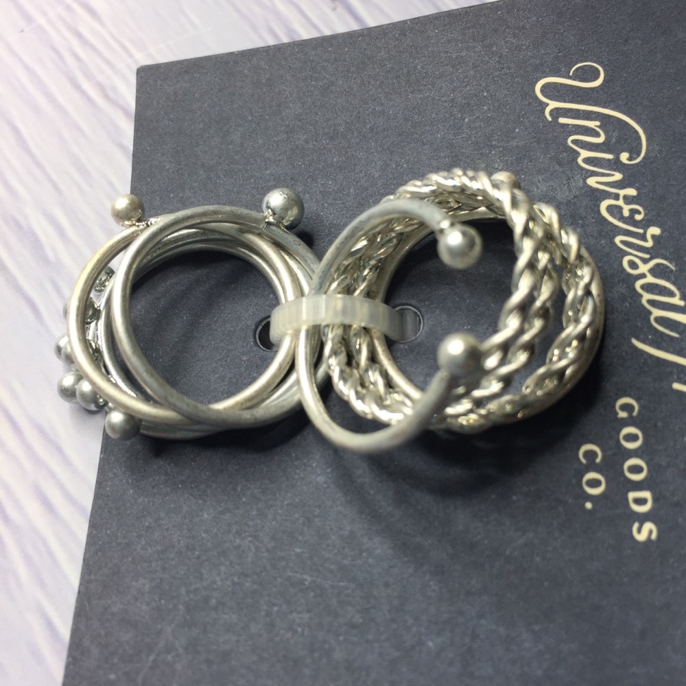 NWT Universal Thread 10 Piece Silver Tone Ring Set - Picture 5 of 7